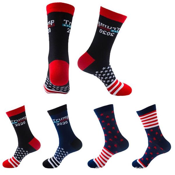 

trump 2020 socks striped stars football stockings donald trump president letter printted sports socks 2pcs/pair cca11940 60pairs, Black