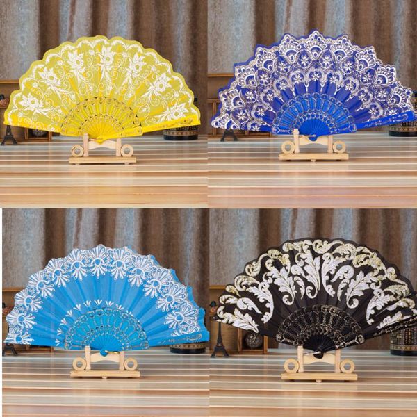 

12pcs folding fans wedding favors for guests wedding fan dance folding elegant lace cloth silk party favors home decor fans