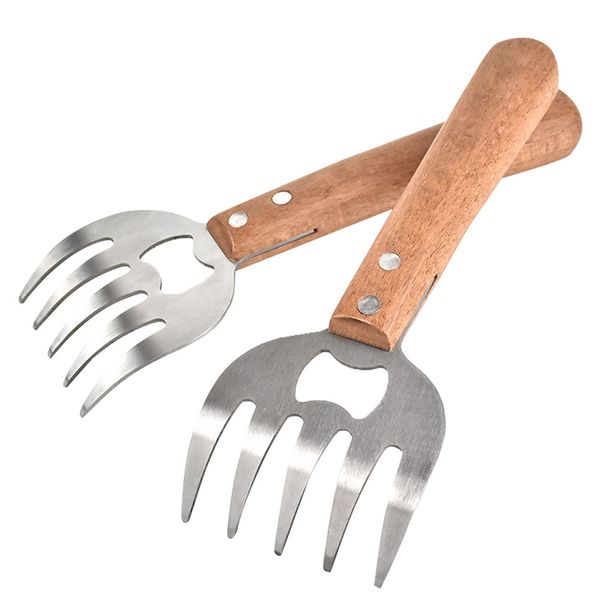 

stainless steel kitchen chicken bbq wooden handle turkey lifting meat claws