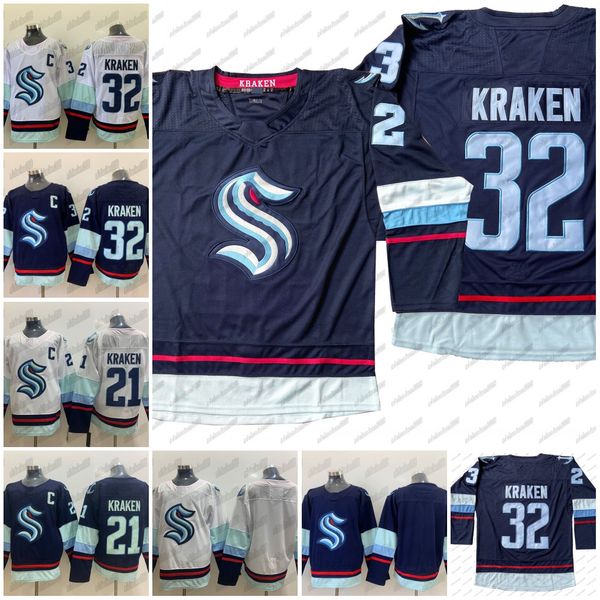 

mens seattle kraken 21 kraken 32 kraken jerseys 2021 home road 32th team seattle hockey jersey 100% embroidery good quality in stock, Black;red