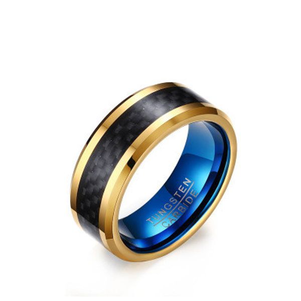 

carbon fiber ring stainless steel rings for men matte finished high polished tungsten carbide ring wide 8mm, Silver