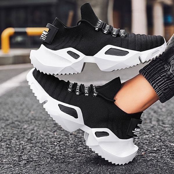 

men's casual shoes summer fashion breathable lace-up plus size shoes rubber bottom outdoor leisure sports zapatos hombre, Black