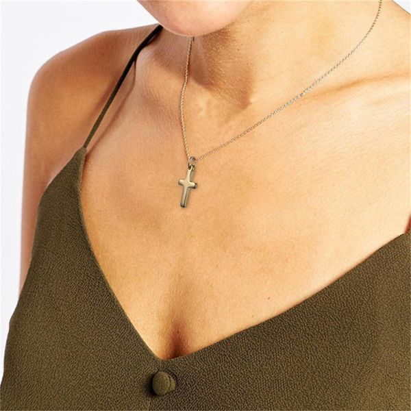 

pendant necklaces stainless steel tiny cross choker necklace for women friendship gift gold/silver-color collares jewelry link chain
