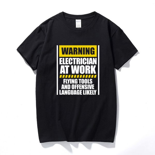 

men clothes warning electrician at work men funny t shirt novelty birthday gift for dad cotton short sleeve tee shirt homme
