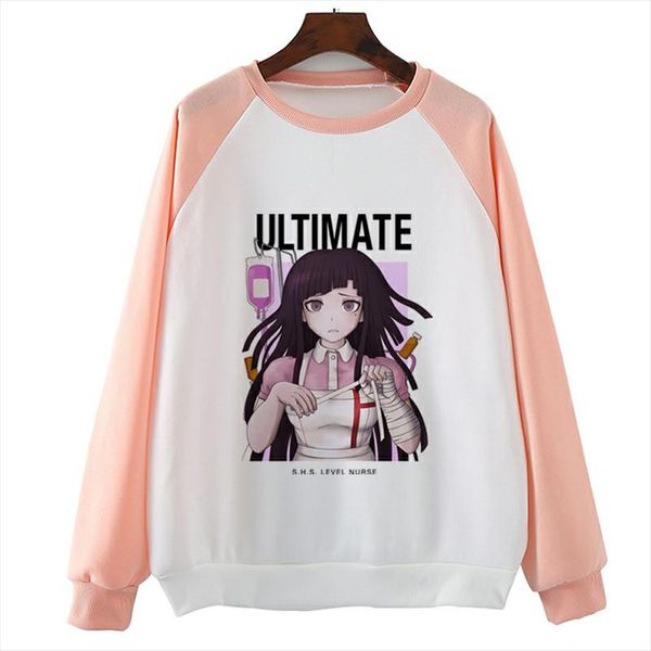 

mikan tsumiki danganronpa fashion women hoodies fit printing long sleeve hoody tee o neck plus size print, Black