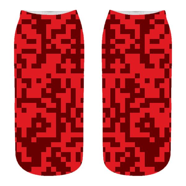 

fashion creative personalized red grids socks 3d digital printed socks printed funny short socks for women/girls/men/boys, Black;white