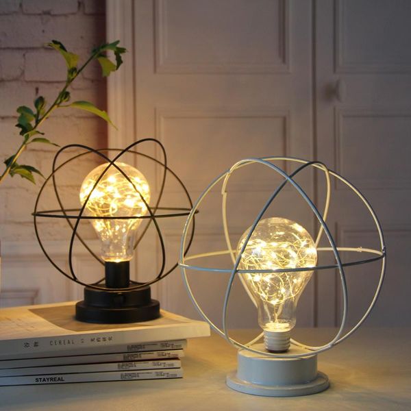 

modern romantic wrought iron led desk lamp geometric shape bedside night light pendulum modeling light new year decor