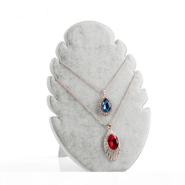 

the flame shape black grey velvet necklace pendant holder jewelry display stand storage rack counter shelf, Black;white