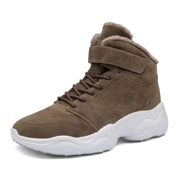 

2020 snow shoes men winter high sneakers vintage zapatillas hombre winter shoes with plush breathable cow suede leather, Black