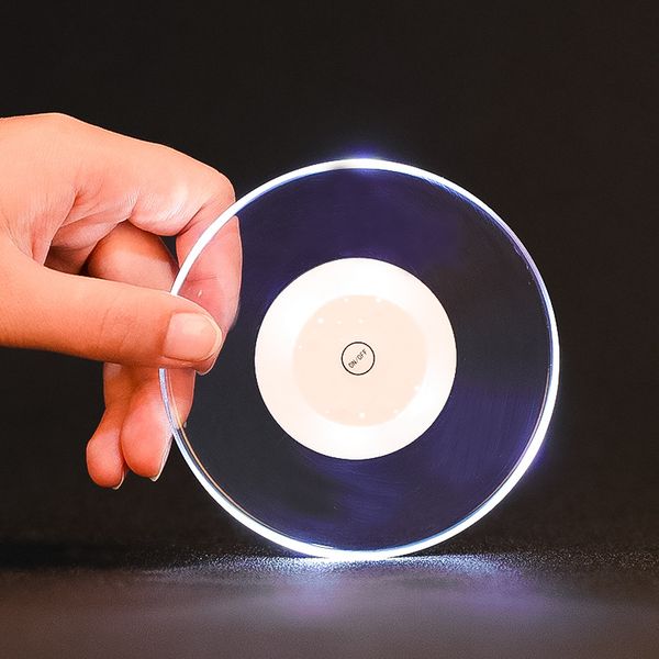

led flashing coaster light up cup pad mat coasters for club acrylic drinks beer beverage cup mats party wedding bar decoration bh3186 dbc
