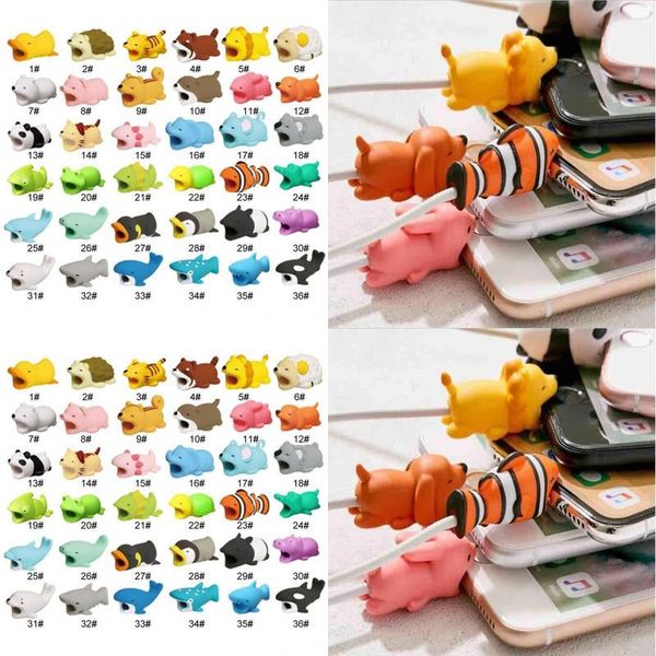 

charging shockproof bites holder design toyl cartoon phone animal mini head for protector fashion cable cord mobile usb pt2009 rlbhq