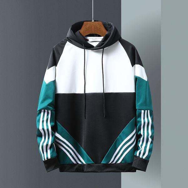 

spring hoodies men side striped fleece hooded pullover sweatshirt men high street fashion hip hop streetwear hoodie autumn, Black