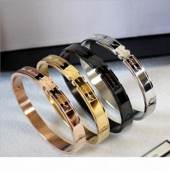 

new korean fashion couple bracelet couple titanium steel rose gold bracelet love oath bracelet wholesale ing, Black