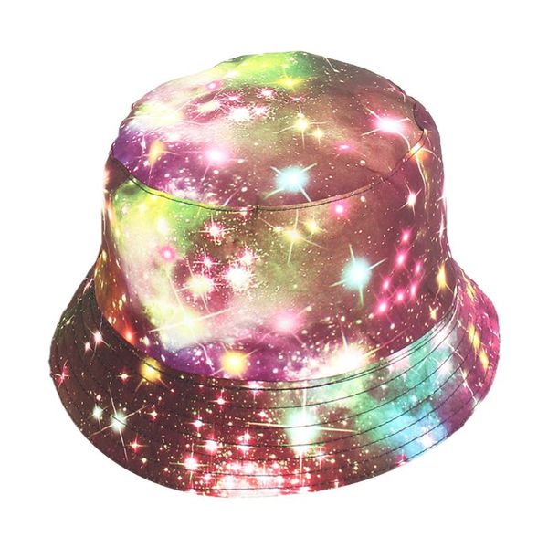 

harajuku starry sky print bucket hat graffiti wide brim fisherman cap axyd, Blue;gray