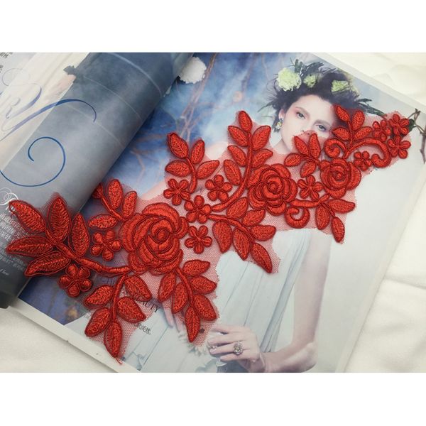 

1pair diy trim patchwork embroidery bridal sewing motif lace applique elegant