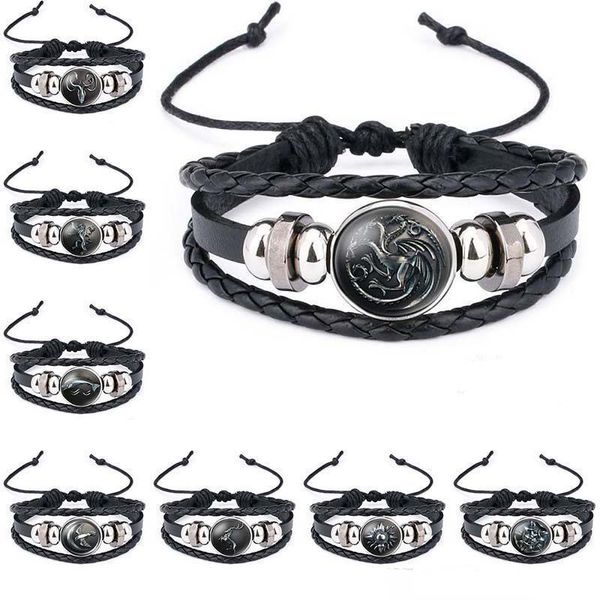 

boys and wolf of ice song of bracelet logo head thrones fire leather a cabochon game glass bracelet dayupshop immax, Golden;silver