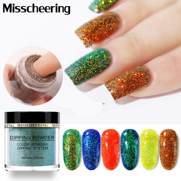 

nail glitter 1 box holographic dip powders gradient dipping decorations lasting than uv gel natural dry without lamp cure, Silver;gold