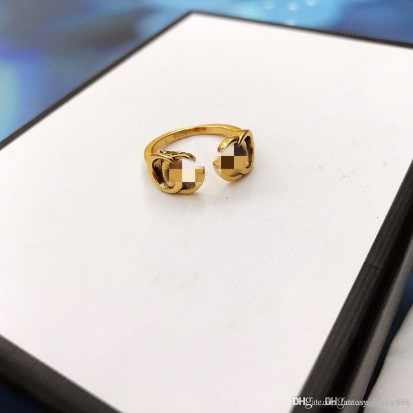 

spring and summer new fashion letter opening designer ring custom brass material luxury designer jewelry women rings, Silver