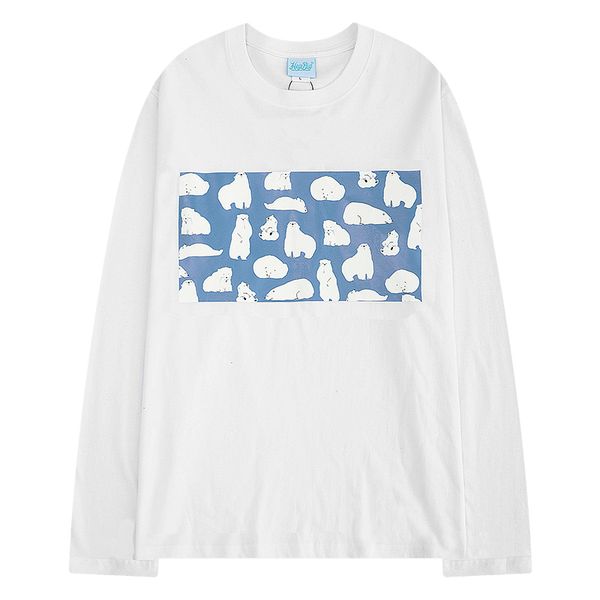

2020 new ulzzang harajuku big white bear cartoon oversized loose short sleeve printed women t-shirt