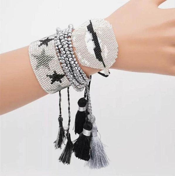 

bluestar bracelet for women miyuki star design bracelets set femme miyuki jewelry women handmade glass beads bangle set, Black