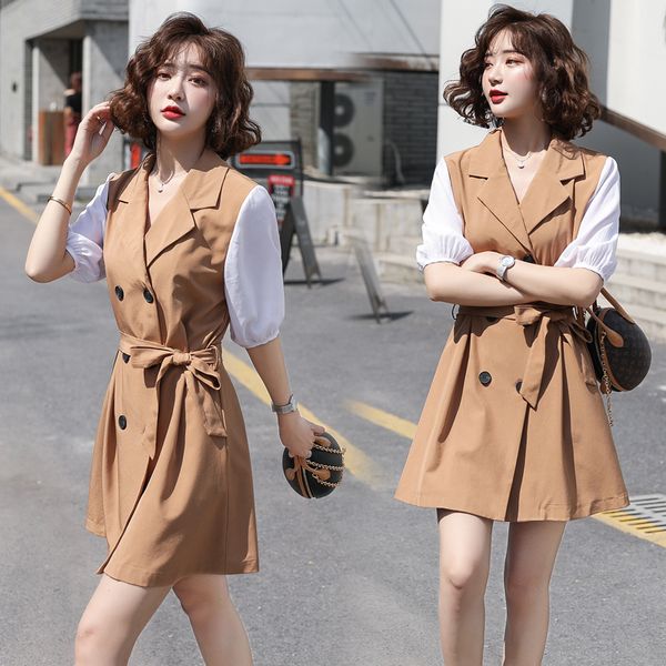 

women's summer jacket coat korean style fashion double breasted casual coat office lady short sleeve outerwear, Black;brown