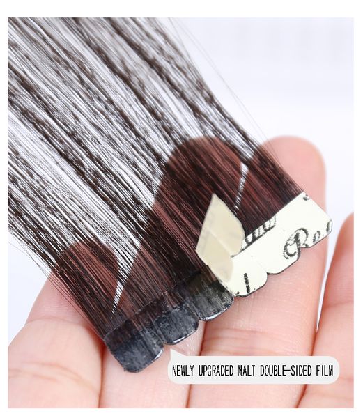 

skin weft invisible tape remy hair extensions design more secretive 100g/40piece each piece can be divided into 6 small pieces cheap, Black