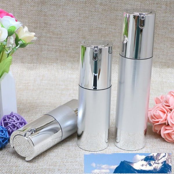 Luxury Silver Vuoto 15ml 30ml 50ml Bottiglie sottovuoto Set da viaggio e contenitore per bottiglie di liquido per l'imballaggio di bellezza per il trucco 10 pezzi