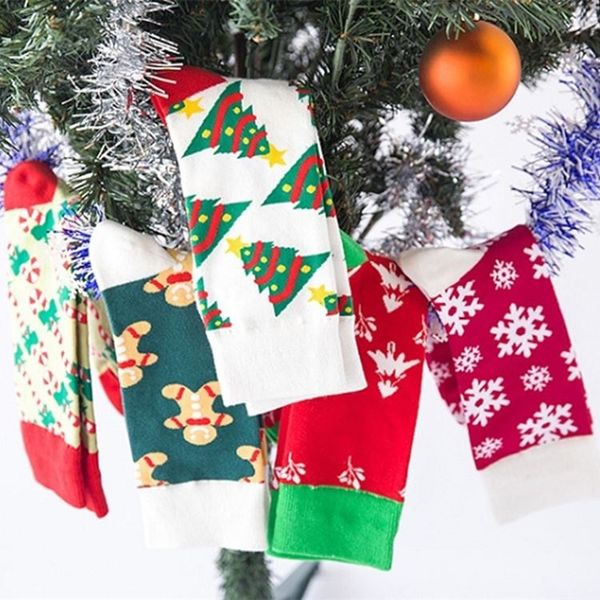 Heiße Weihnachtsdekorationen Weihnachtssocken Geschenktüte Weihnachten Für Männer und Frauen Schneegrün Guai kleiner Baum Socken T2I51343