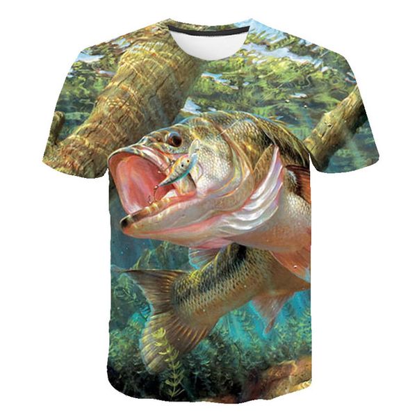 

fishing fish new o collar summer 3d print shirts aesthetic anime horror men clothing