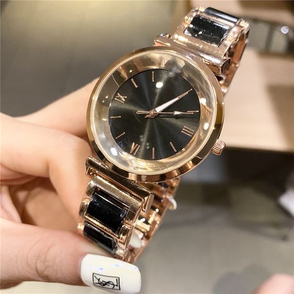 

the luxury mens watches three needle series quartz watch women designer wristwatches brand steel belt fashion gift for girl, Slivery;brown