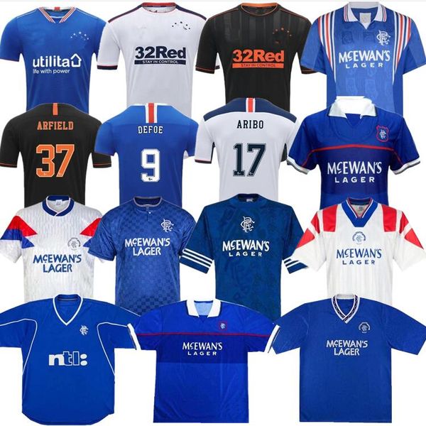 

20 21 glasgow rangers fc home guest soccer jerseys 2020 2021 rangers jersey white men + kids kit set football shirt uniform thailand, Black;yellow