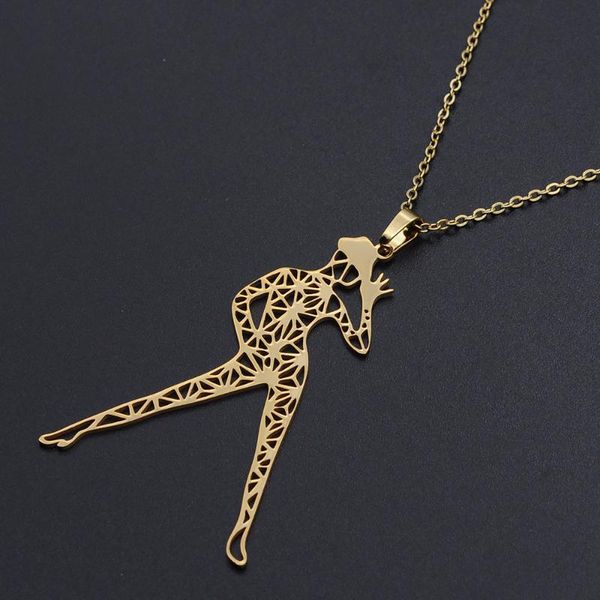 

stainless steel fashion dancer necklace for women wholesale dropshipping fashion jewelry necklaces dainty steel necklaces, Silver