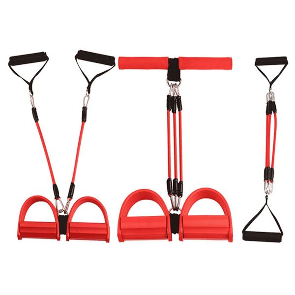

4 tube сопротивление группы latex педаль exerciser sit-вверх тросовые 3 в 1 резинками йога фитнес оборудование для коррекции фигуры thin