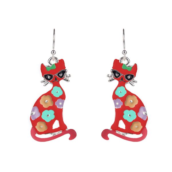 

women earrings colorful charm cat statement earrings fashion jewelry trendy girls kids dangle earrings for women female, Silver