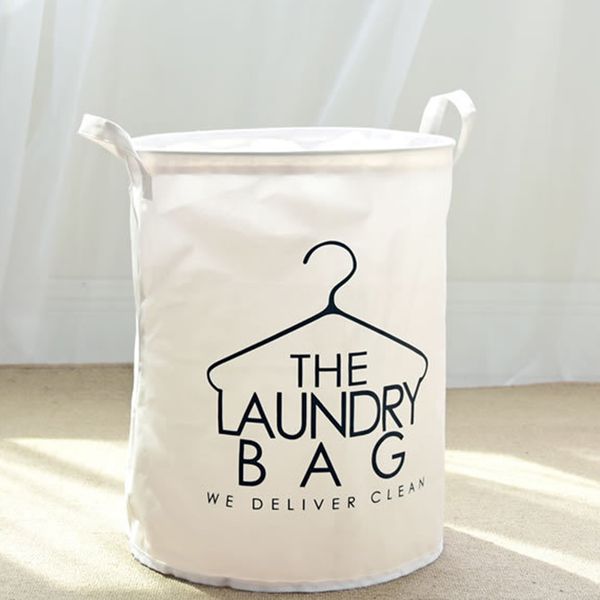 

storage linen cotton drawstring cylindrical laundry basket bucket durable