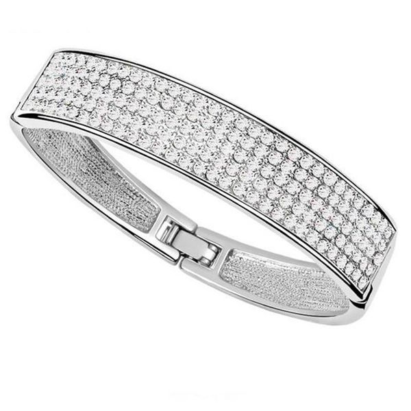 

women fashion bangles rhinestones crystal from swarovski elements luxurious banquet party jewelry bracelets female gift 5122, Black