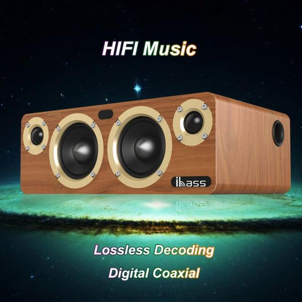 

ibass solo hi-fi bluetooth speaker computer tv coaxial audio subwoofer wooden non destructive loudspeaker outdoor household