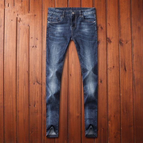 

new product mens designer casuai trousers cowboy famous brand zipper designer slim skinny jeans hip hop denim, Blue