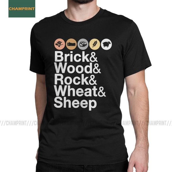 

мужчины helvetica поселенцы катана кирпич wood rock wheat board game овца футболки вуд хлопок с коротким рукав tee летней футболки