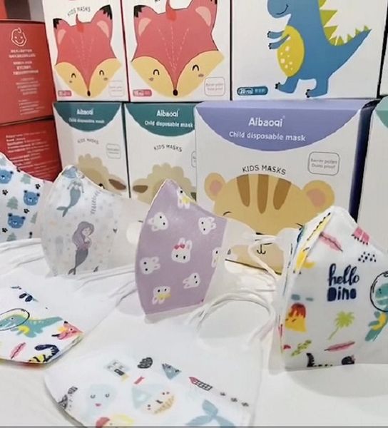 

cartoon print kids face mask 3d masks 50pcs infants baby nose and mouth masks children special disposable masks for boys girls kids mask