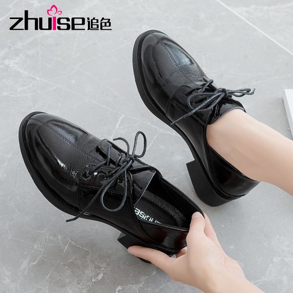 

zhuise women leather shoes patent loafers 2020 fashion black oxford shoes for office ladies new autumn female moccasins