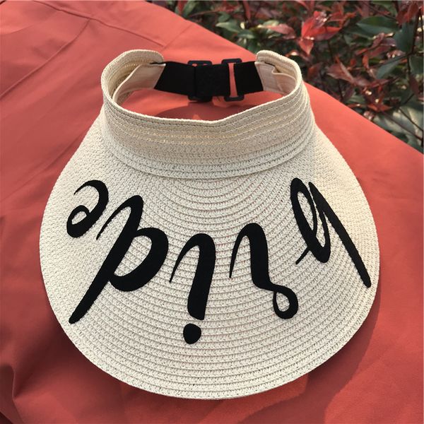 

fashion bride letter thermal transfer empty cap elasticity summer bride tribe text women straw hat beach hat, Blue;gray