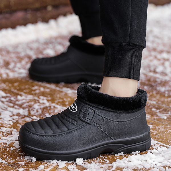 

new men cotton shoes winter snow boots men bottes pour hommes fashion male warm waterproof footwear men's boots work, Black