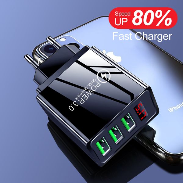 

5v 3.1a digital display usb charger universal for iphone quick charge 3.0 3 port fast charging samsung xiaomi