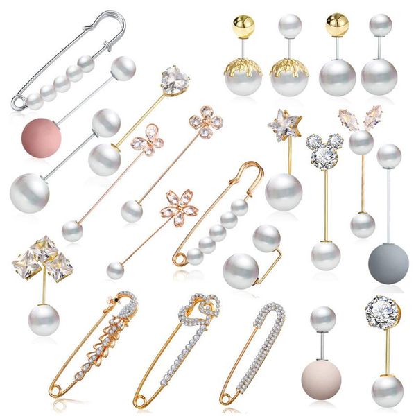 

pins, brooches elegant gold color pearl for women scarf vintage crystal brooch pins wedding jewelry bijouterie broches gift, Gray