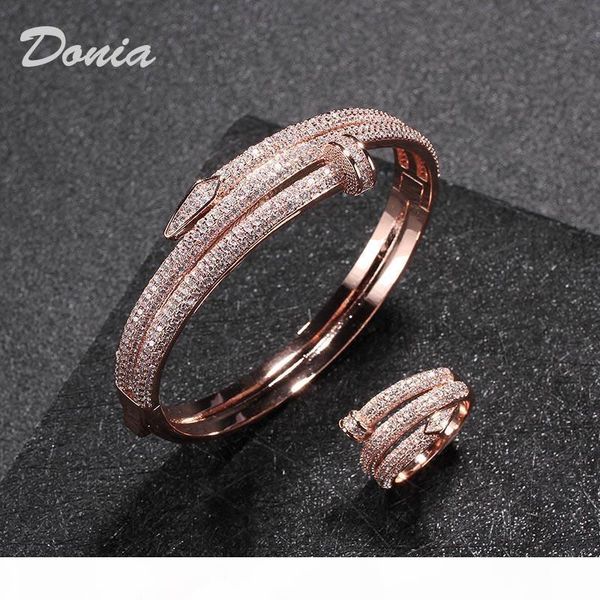 

donia ювелирных изделий партии европейской и американской моды большой классический микро инкрустированные циркониевый браслет кольцо набор, Black