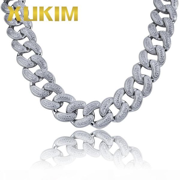 

xukim ювелирных изделий большого размера 28mm bling цвет золото жир цепь кубинских цепи ожерелье рок рэпер iced хип-хоп ювелирные подарки па, Silver