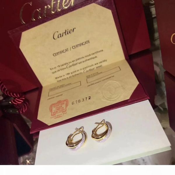 

women's jewelry 2019 fashion trends latest ring original single cross three-color earrings, Golden;silver