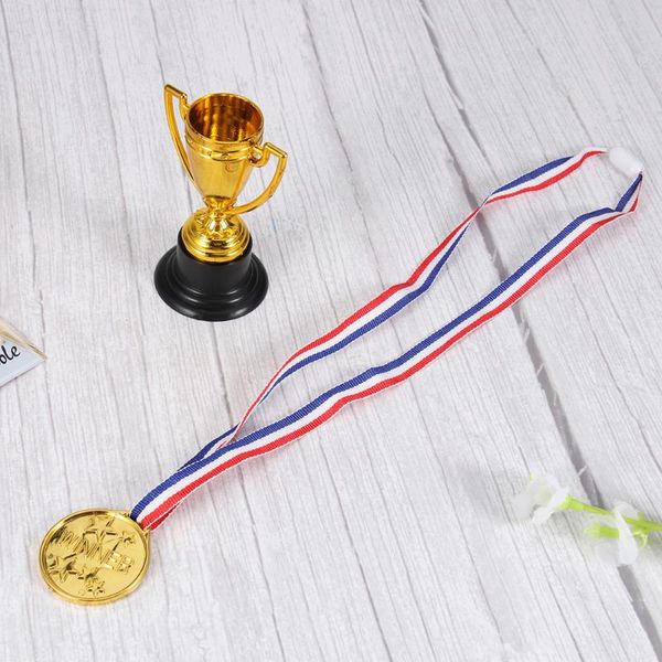

party favor 24pcs childrens prizes plastic mini early learning winner awards interest development gold cups medals for sports