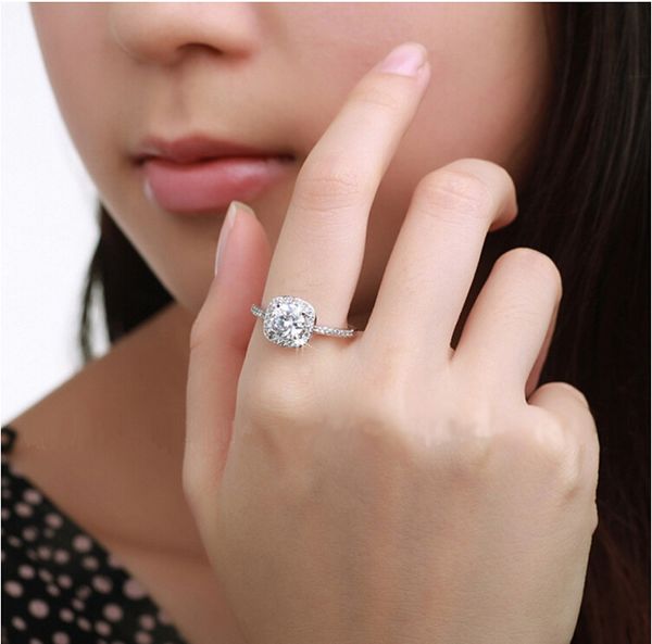 

2020 plated wedding rings zirconia crystal ring for women made with swarovski elements wedding finger rings high quality, Slivery;golden